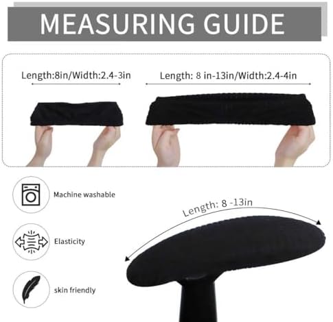 FORCHEER Office Chair Armrest Covers Stretchable Water Resistant Jacquard Elastic Band Short Computer Chair Arm Covers for Desk Chairs 8-13inch Washable 2 Pieces-Black