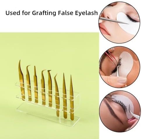 Acrylic Tweezers Holder, 8 Holes Tweezers Stand Display Organizer for Eyelash Extension Supplies Accessories Grafting Beauty Tools (8 Holes Transparent)