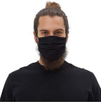 Simlu 6 Pack Unisex Reusable Pleated Fabric Face Mask with Adjustable Elastic, 2 Layer, Washable, Nose Wire Black Cloth Fits Men Women and Kids (OS Fits All, 6 Pack)