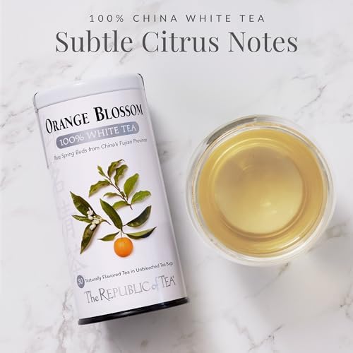 The Republic of Tea – Orange Blossom 100% White Tea Bags, Steeps 50 Low-Caffeinated Cups - Refill Bag