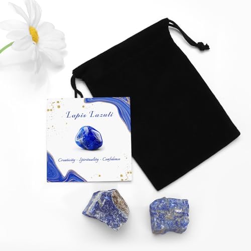 GolbalJew Lapis Lazuli Natural Raw Crystals 2PCS Healing Crystal Stones 1.2-2.0” Reiki Healing Gemstones for Meditation Chakra Balance Home Decor