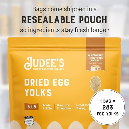 Judee's Gluten Free Dried Egg Yolk Powder - 5 lb XL Pouch - Gluten-Free Powdered Eggs for Baked Goods, Sauces, Ice Cream & More