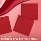 500-Count Touch of Color 3-Ply Paper Beverage Napkins, Classic Red