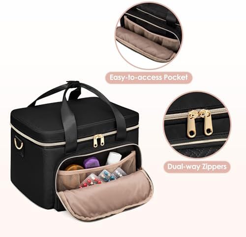 Medicine Storage Bag with 2 Medical Bags, Pill Bottle Organizer Bag Empty First Aid Bag for Travel, Home Healthcare, Black(Empty Bag Only)