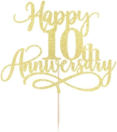 Happy 10th Anniversary Cake Toppers - Wedding Anniversary Party, Company Anniversary Party, 10th Birthday Selected Decorations