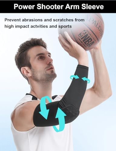 Honeycomb Anti Collision Padded Arm Sleeves - 2 Pack for Basketball, Football, Volleyball