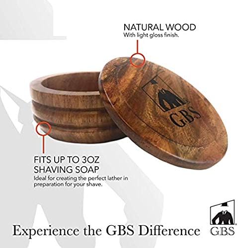 G.B.S GENTS Wooden Shaving Bowl with Lid – 3.5" Diameter | Classic Shaving Mug for Lathering Creams & Soaps | Elegant Beard Shaving Accessory for Men – Durable, Natural Wood Design