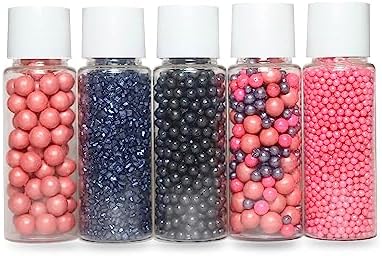 Confect Red Carpet Night Sprinkles Mix Pack of 5 – Red, Black, Pink Dragees & Navy Blue Sparkling Sugar | Edible Cake & Cupcake Decorations for Parties, Baking, and Special Events | Vegan, Gluten-Free, Nut-Free, Soy-Free, Dairy-Free, Palm Oil-Free - 5 Oz