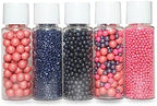 Confect Red Carpet Night Sprinkles Mix Pack of 5 – Red, Black, Pink Dragees & Navy Blue Sparkling Sugar | Edible Cake & Cupcake Decorations for Parties, Baking, and Special Events | Vegan, Gluten-Free, Nut-Free, Soy-Free, Dairy-Free, Palm Oil-Free - 5 Oz