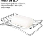 Soap Dish Stainless Steel Bar Soap Holder for Shower Bathroom, Self-draining Soap Dishes Sponge Holder for Kitchen Sink, Easy Cleaning Quick Dry(Soap Saver Not Included)