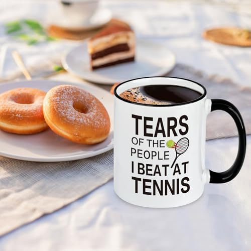Tennis Gifts for Women Men - Tears of the People I Beat at Tennis Coffee Mug 11 Oz, Funny Chirstmas Birthday Gift Coach Friends Family