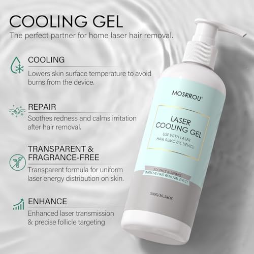 Cooling Gel for Hair Removal Device 300g Soothing Cooling Conductive Gel on Face Body Legs Arms Underarms for Woman and Men with Aloe Vera Centella Asiatica