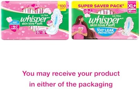 Whisper Ultra Soft Sanitary Pads - 30 Pieces (XL Plus)