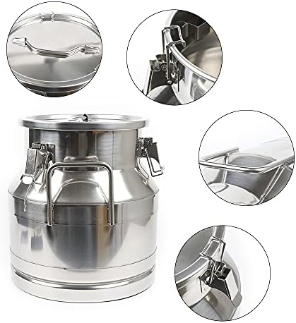 12L 3.16 Gallon Milk Can Stainless Steel Milk Bucket Wine Pail Bucket Versatile Milk Can Wine Bucket Liquid Storage Milk Transport Can Tote Jug with Sealed Lid Heavy Duty and Carry Handle