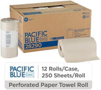 Georgia-Pacific Pacific Blue Basic 2-Ply Recycled Perforated Paper Roll Towel (Previously Branded Envision) By GP PRO (Georgia-Pacific), Brown, 28290, 250 Sheets Per Roll, 12 Rolls Per Case