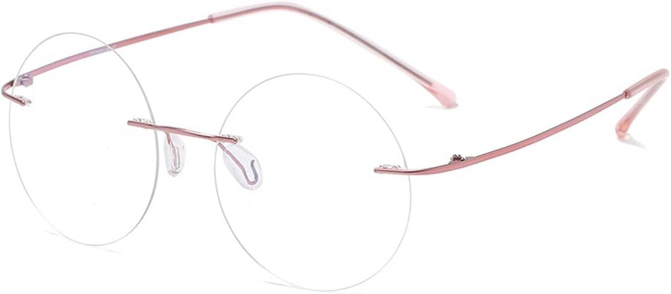 Frameless Reading Glasses Titanium Blue Light Blocking Round Superlight Metal Computer Readers Mens Womens