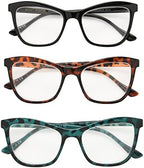 Betsey Johnson Women's Telcroc 3 Pack Reading Glasses Way, Black, Tortoise, Teal Tortise, 1.5X + 1.5