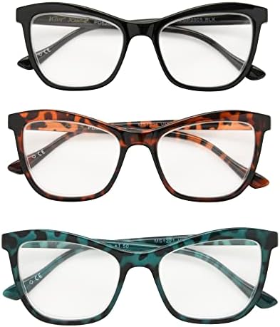 Betsey Johnson Women's Telcroc 3 Pack Reading Glasses Way, Black, Tortoise, Teal Tortise, 1.5X + 1.5