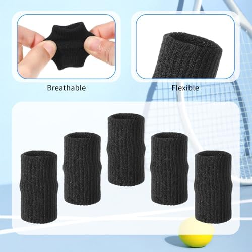 20 Pcs Black Finger Sleeves Breathable Finger Brace Elastic Support Compression Sleeves for Arthritis Thumb Splint for Relief Sports Protection for Basketball, Golf, Tennis