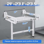 NEWTRY 21” Folding Shower Seat Wall Mounted(Fixed Height), 660lb Fold Down Shower Seat (Requires Drilling), Foldable Shower Chair for Home Care, for Bathroom Inside Shower