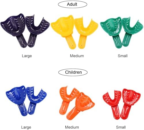 Angzhili 12 Pcs Dental Impressions Trays,Plastic Perforated Impression Tray Set for Adult and Children,6 Sizes Upper and Lower