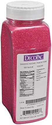 DecoPac Sanding Sugar | Pink Edible Sugar Sprinkles | 33oz | Edible Sanding Sugar in Handheld Container | Made In USA | Sugar Sprinkle Mix For Cakes, Cupcakes, Cookies, Extra Large Pack | 33 Ounce - Pink