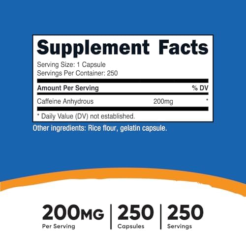 Nutricost Caffeine Pills, 200mg Per Serving (250 Caps)