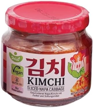 Authentic Korean Vegan Kimchi Jar | Gluten-Free, Preservative-Free | Perfect for Camping, Rice, and Noodle Dishes (7.58oz x 2)