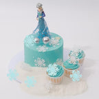 THJ 50PCS Edible Snowflakes Cupcake Toppers Snowflakes Frozen Cake Decorations Wafer Paper Snowflake for Christmas Winter Holiday Frozen Theme Party Supplies Blue&White