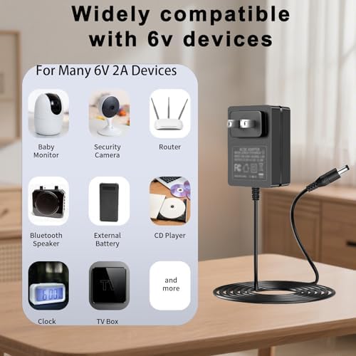 6V DC Power Adapter Charger 6V Power Supply Universal AC Adapter Power Cord with 8 Interchangeable DC Plug for 100mA 300mA 400mA 500mA 600mA 700mA 800mA 900mA 1000mA 1500mA 2000mA Equipment (DC6V-2A)