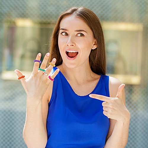 Blulu 50 Pcs Acupressure Fidget Rings Spiky Sensory Finger Rings Finger Acupressure Set for Teens, Adults, Silent Stress Reducer and Massager(Orange, Yellow, Purple, Green, Rose Red)