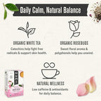 Numi Organic White Rose Tea, 16 Tea Bags, White Tea & Fragrant Rosebuds, Low Caffeine