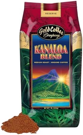Gold Coffee Bundle | Kanaloa & Blue Mountain, Medium Roast, Ground |100% Arabica Coffee, 1 lb. (Pack of 2)