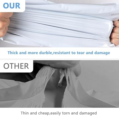 50pcs 14.5x19" White Poly Mailers - Self Adhesive Shipping Bags, Waterproof Bulk Packaging for Clothes & E-Commerce