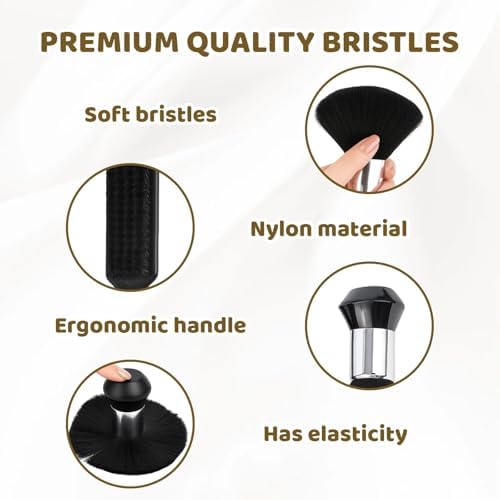 6-Piece Barber Neck Duster,neck duster,Cleaning brush Set with Scrub Handle, Board brush, Handle Brush, 2 Clips, Small Bristle Brush, Plastic Material
