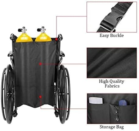 OVARIA Dual Oxygen Tank Holder for Wheelchair, Oxygen Cylinder Walker Carrier Portable Oxygen Tank Bag D and E Cylinders Bottle for Medical, Home and Hospital