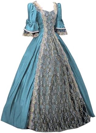 XUNRYAN Halloween Costumes Women Renaissance Dress 18th Century Victorian Ball Gown Mediveal Rococo Princess Queen Outfit