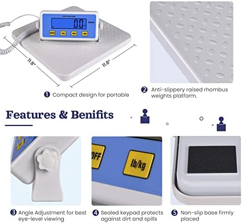 Tetuga Medical Scale - Heavy Duty 440 lb High Capacity Wrestling Scale for Body Weight with Easy to Read LCD Display Physician Scale, Professional Medical Grade Scale for Doctor Home Gym Office