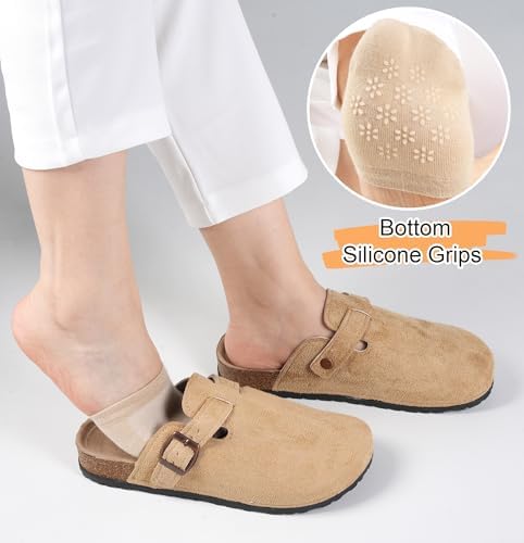 Toe Socks Womens for Mules, Half Socks Toe Topper Covers No Show Invisible Non-slip Liners for Clogs 4/6/8 Pairs