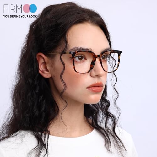 Firmoo Oversized Blue Light Blocking Glasses for Women/Men, Large Square Frame Computer Glasses for Screens