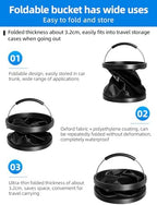 4 Gallon Collapsible Bucket with Handle,Waterproof- Car Wash Bucket Foldable Water Storage Container for Camping Fishing Beach Gardening, Portable Laundry Wash Basin for RV Cleaning Supplies