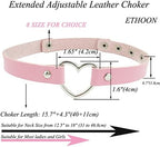ETHOON Love Heart Adjustable Leather Choker Punk PU Necklace Goth Choker Soft Collar Chain for Women