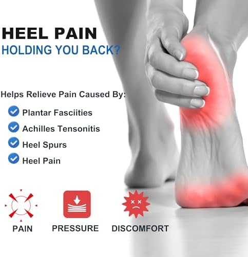 Gel Heel Cups for Heel Pain Relief – Shock Absorbing Silicone Inserts for Plantar Fasciitis & Achilles Tendonitis – Cushioned Heel Support Pads for All-Day Standing (2 Pairs-Medium)