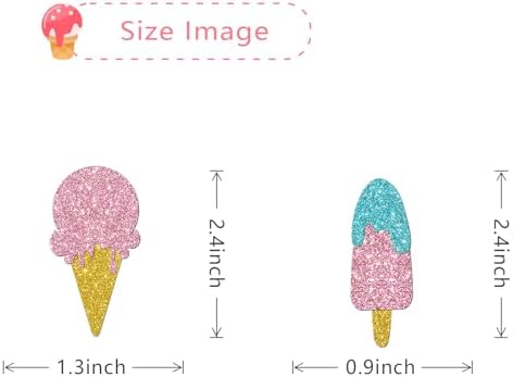 MonMon & Craft Ice Cream Cupcake Toppers/Girl Birthday Cupcake Toppers/Baby Shower/Summer Birthday Sign Party Cupcake Decor Glitter 24 Pcs