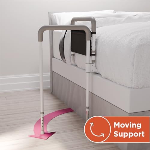 Healthcraft Smart-Rail Pivoting Bed Rail, Dual Position Bedside Grab Bar for Seniors, Adjustable Bed Rail for Elderly, Mobility Aid & Fall Prevention for Adults, Certified ASTM Safety Compliance