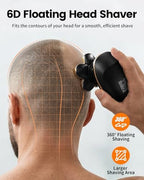 PRITECH Head Shavers for Bald Men, Type-C Charge Electric Razor with 6 Rotary Blades, Waterproof Shaving Grooming Kit, Turbo Speed & Precision Blades, LED Display & Detachable Blade Head(Black)