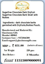 Ghasitaram Gifts Valentines Gift Valentines Day Chocolates for Girlfriend/Boyfriend/Husband and Wife Sugarfree Chocolate Dark Dryfruit Sugarfree Chocolate Bark Small with Nutties