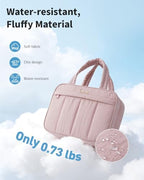 Narwey Hanging Travel Toiletry Bag for Women, Quilted Makeup Bag Organizer with Handle, Portable Toiletries Bag for Travel Essentials, Accessories, Brushes, Cosmetics (Pink)