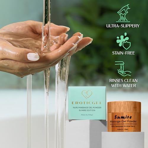 Japanese Nuru Massage Gel Powder 40g | Formulated with Natural Aloe Vera & Seaweed | Made in Japan | Paraben & Glycerine Free | Fragrance-Free | Makes 1.05 gal/ 4L | Vegan | Sumire