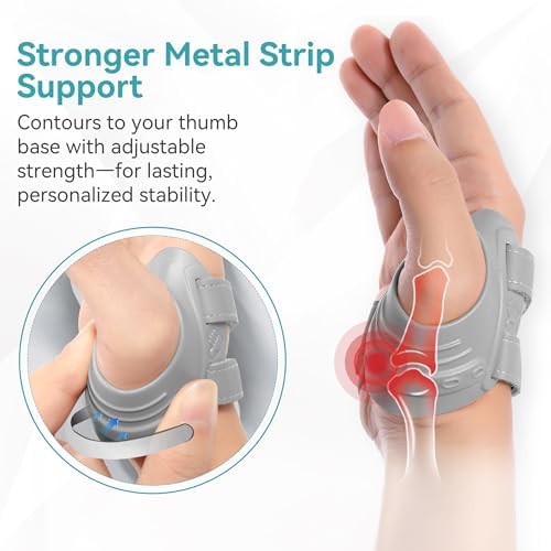 FORTEMOTUS CMC Thumb Brace, Upgrade Thumb Splint for CMC Joint Pain Relief and Support, Osteoarthritis, Tendonitis, Arthritis, CMC Joint Thumb Arthritis Brace: for Women Men(Grey, Left Hand, Medium)